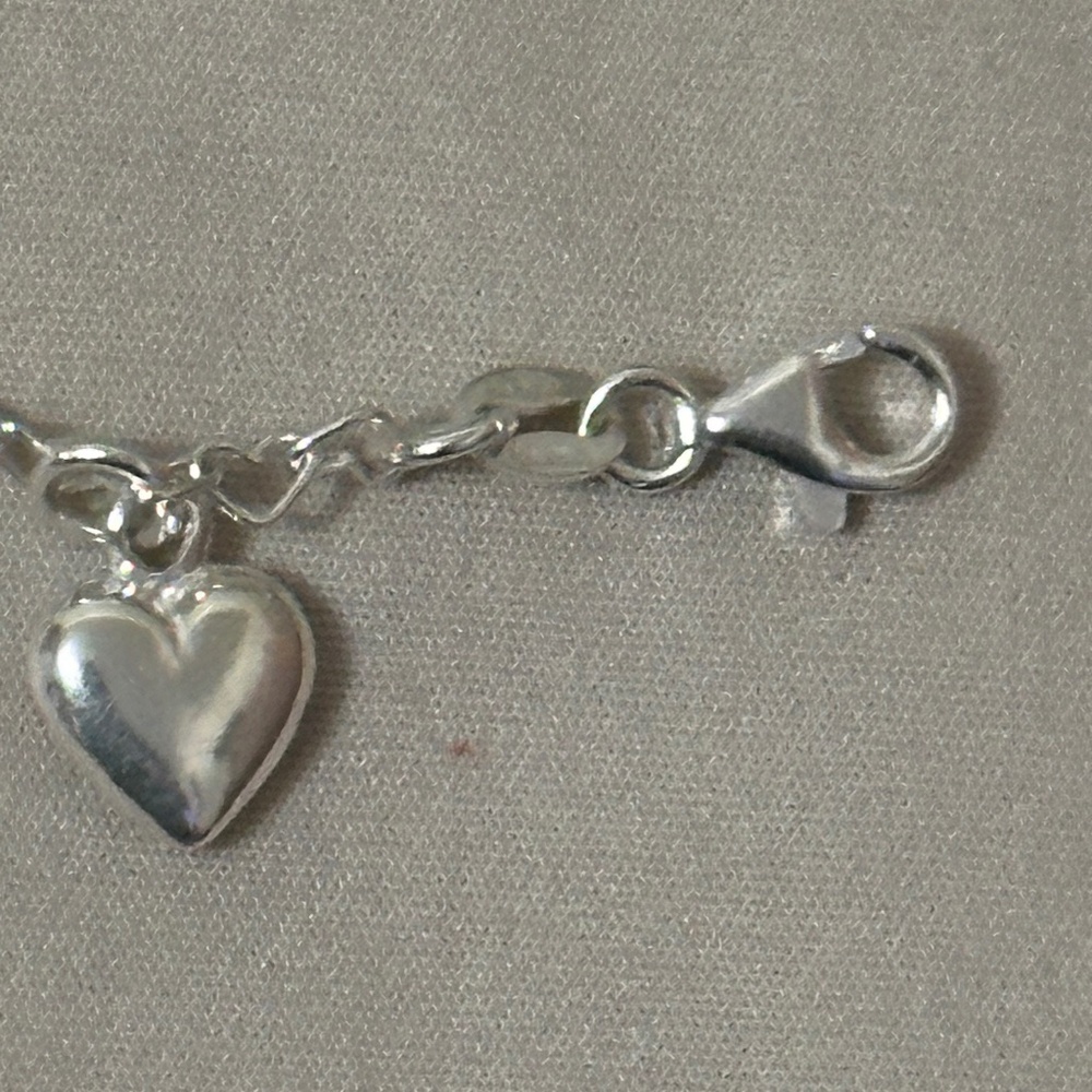 925 Sterling Silver Heart Anklet Chain w/Heart Charm. NWOT - Picture 14 of 14